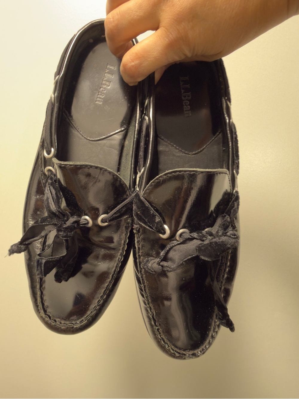 L.L. Bean Black Patent Leather Women’s Loafers with Bow